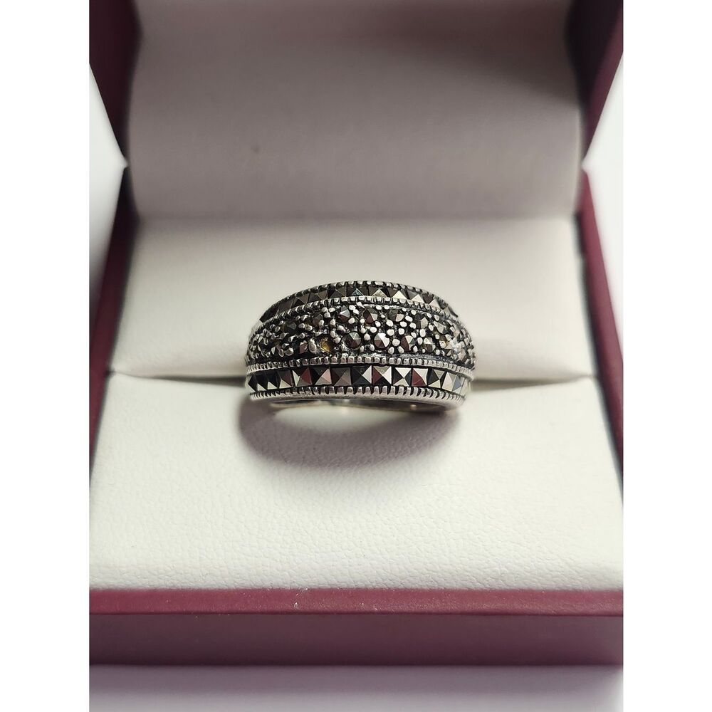 Sterling Silver Marcasite Dome Ring Size 7
